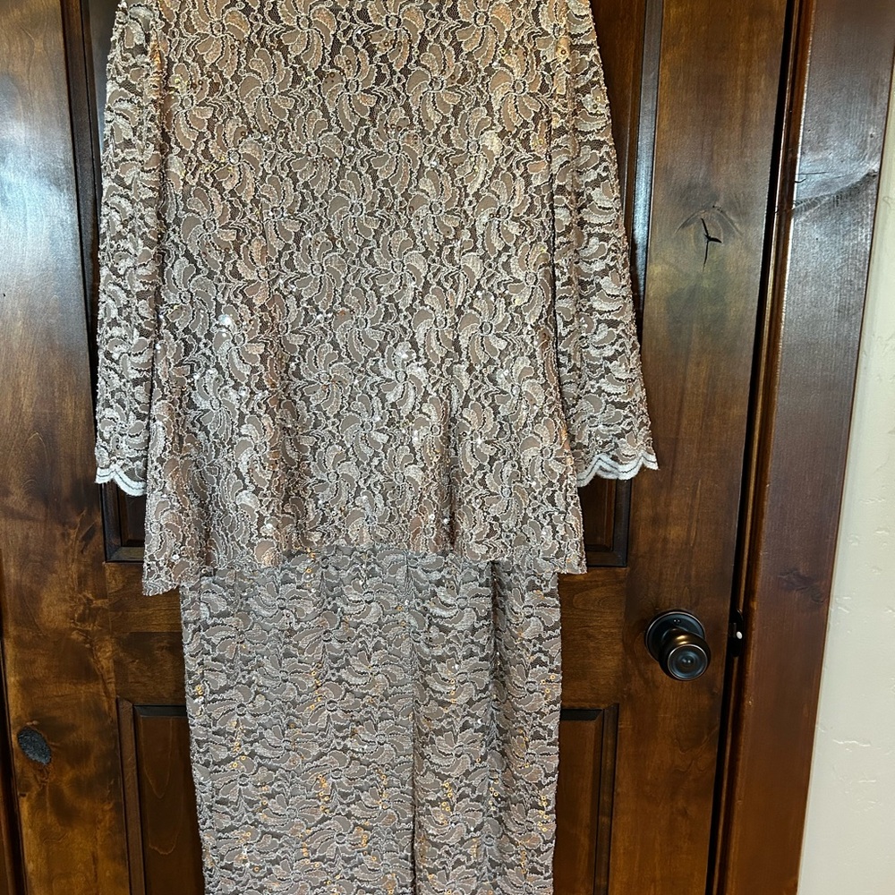 Alex Evenings Lace Midi Dress in Beige